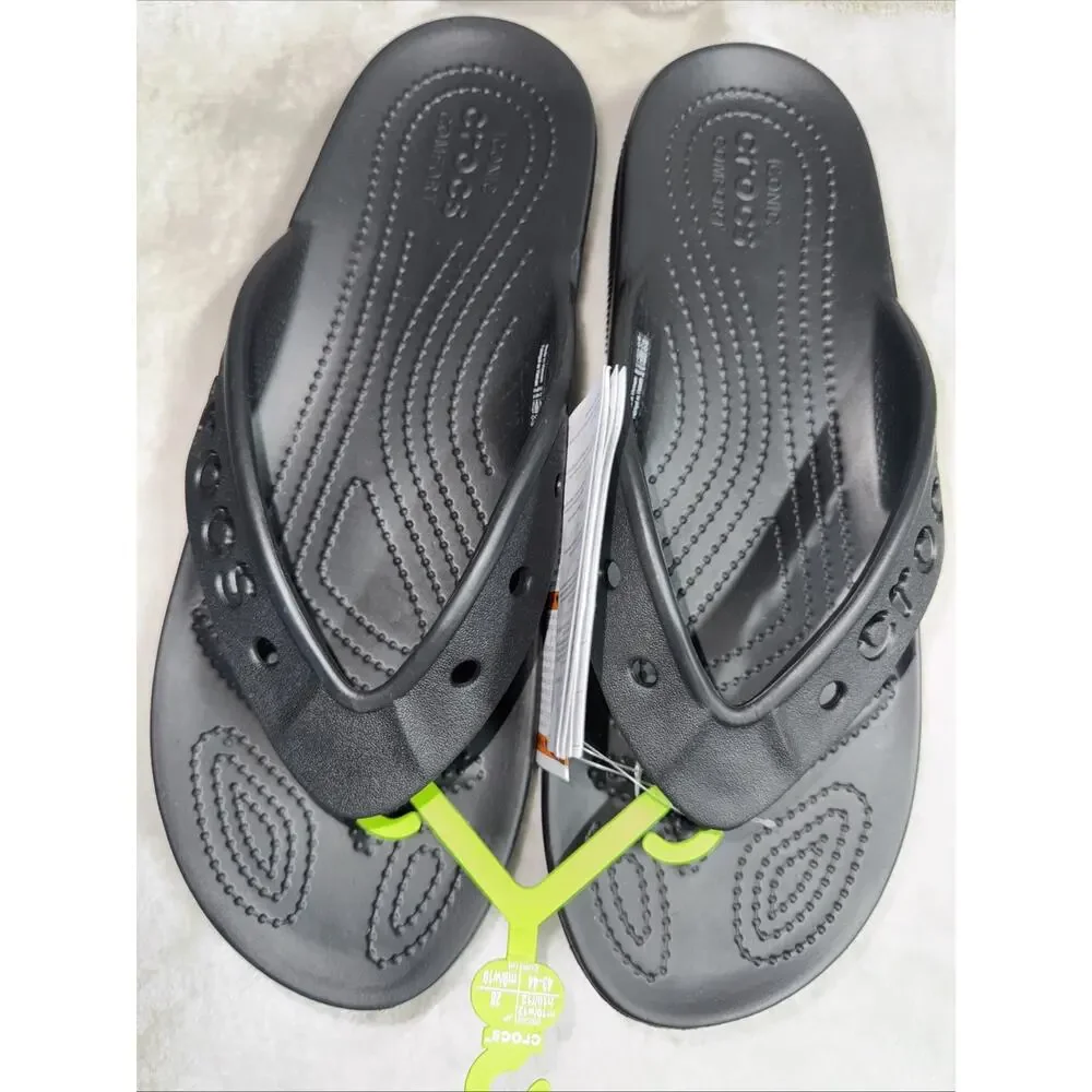 CROCS NEW Baya II Flip Mens 10 Womens 12 Black Comfort Flip Flops Sandals Beach